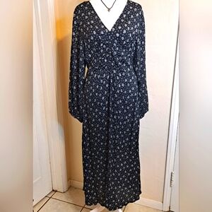 Madewell Black & White Floral Balloon Sleeves Maxi Dress Size 4 NWT W/Slip